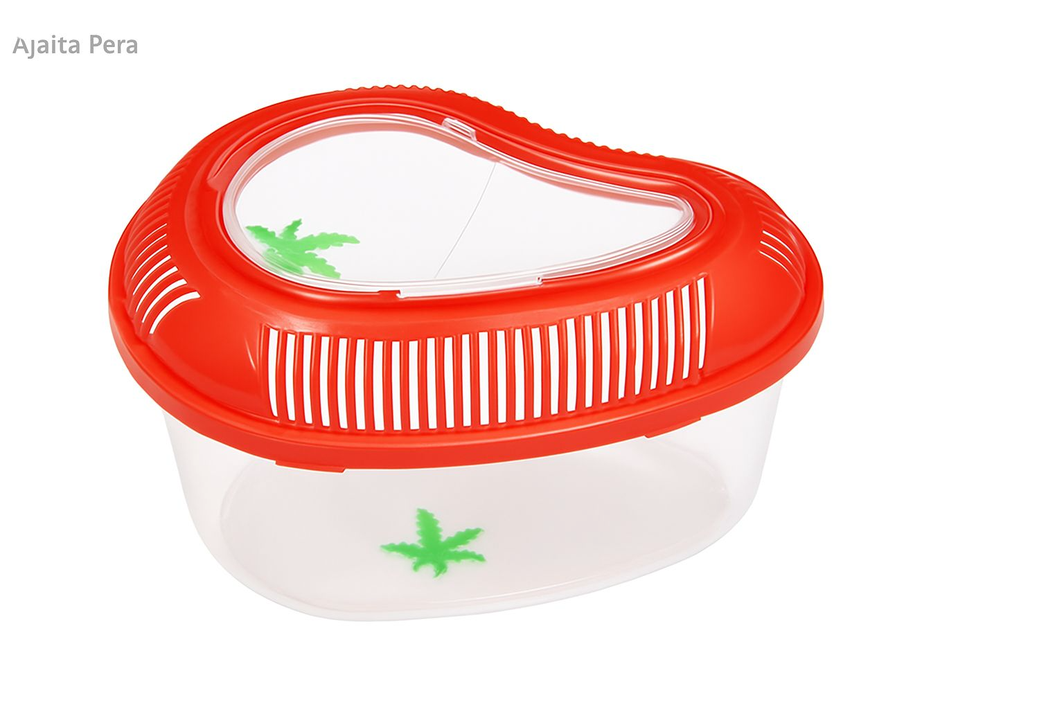 Red Heart-Shaped Container On Light Gray Tiled Floor